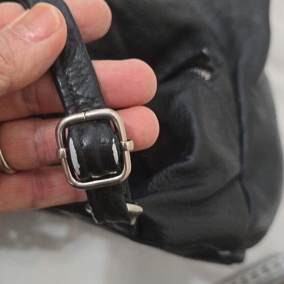 Black Valentina leather zip pocket backpack main image 12